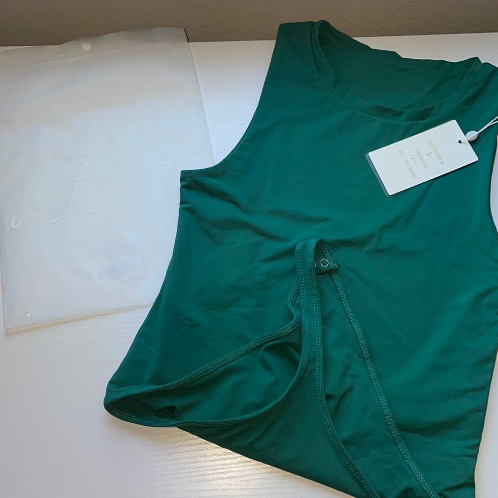 Vitality x Balance turquoise crew neck bodysuit NWT